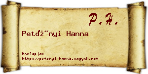 Petényi Hanna névjegykártya
